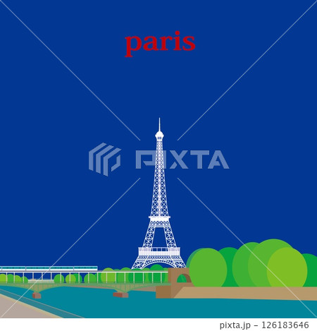 エッフェル塔　tour eiffel　セーヌ川　la seine　パリ　paris　フランス　春風景 126183646
