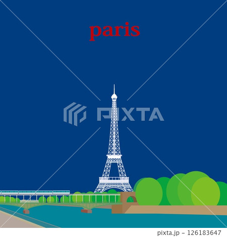 エッフェル塔　tour eiffel　セーヌ川　la seine　パリ　paris　フランス　春風景 126183647