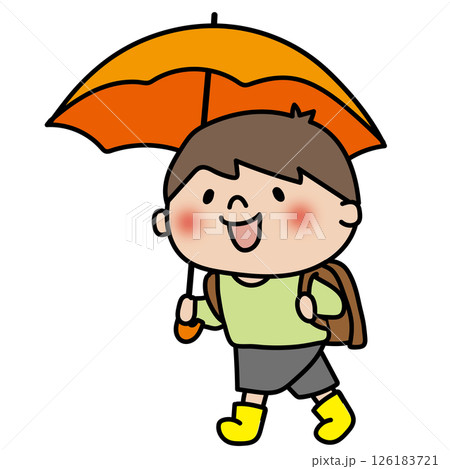 傘をさして通学する子供(男の子2) 傘をさして通学する子供(男の子2) 126183721