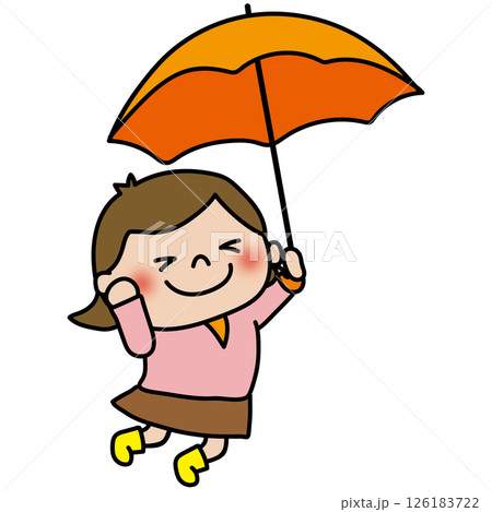 傘をさしてはしゃぐ子供(女の子1) 傘をさしてはしゃぐ子供(女の子1) 126183722