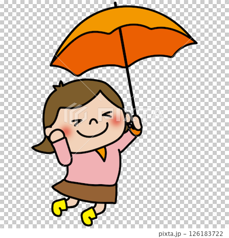 傘をさしてはしゃぐ子供(女の子1) 傘をさしてはしゃぐ子供(女の子1) 126183722
