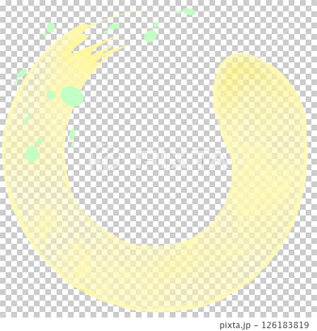 Pale yellow watercolor hand-drawn circle frame illustration material, blurred, blurred 126183819