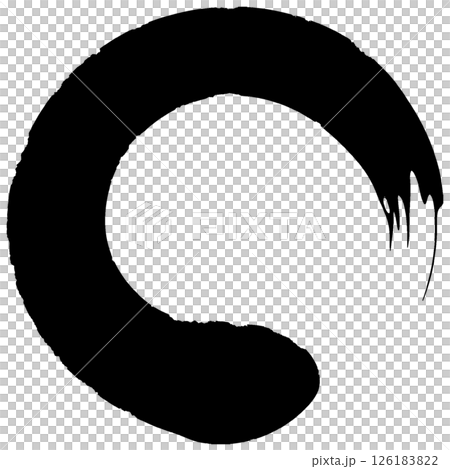 毛筆手書き風の丸円の黒色シルエット　イラスト 126183822