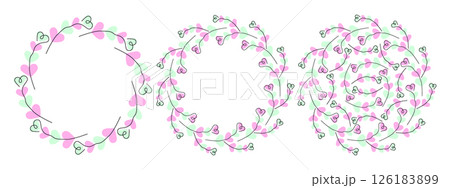Hand drawn heart shaped twigs on heart shaped spots Confetti shades Circle Frames and Background Set Hand drawn heart shaped twigs on heart shaped spots Confetti shades Circle Frames and Background Set 126183899