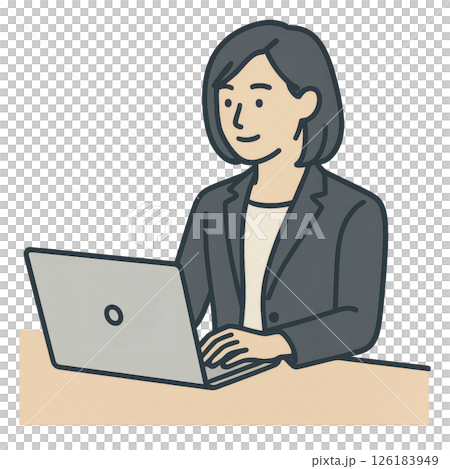 穿著西裝操作電腦的女人 126183949