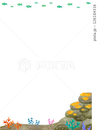 水彩　水中　背景　自然　海　イラスト 126184316