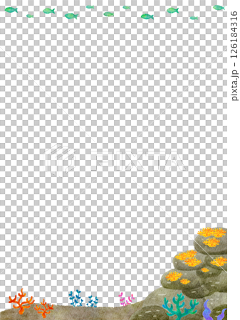 水彩　水中　背景　自然　海　イラスト 126184316