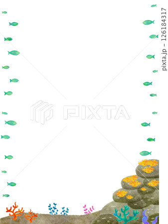 水彩　水中　背景　自然　海　イラスト 126184317
