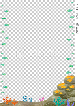 水彩　水中　背景　自然　海　イラスト 126184317