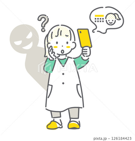 スマートフォンの使用でトラブルになる女の子 シンプルでかわいい線画イラスト スマートフォンの使用でトラブルになる女の子 シンプルでかわいい線画イラスト 126184423