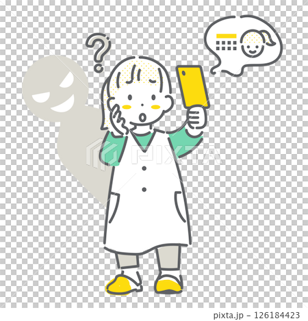 スマートフォンの使用でトラブルになる女の子 シンプルでかわいい線画イラスト スマートフォンの使用でトラブルになる女の子 シンプルでかわいい線画イラスト 126184423