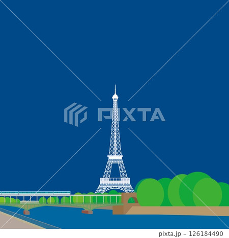 エッフェル塔　tour eiffel　セーヌ川　la seine　ビラケム橋　パリ　フランス　春風景 126184490