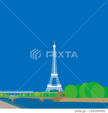 エッフェル塔　tour eiffel　セーヌ川　la seine　ビラケム橋　パリ　フランス　春風景 126184492