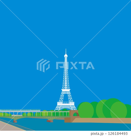 エッフェル塔　tour eiffel　セーヌ川　la seine　ビラケム橋　パリ　フランス　春風景 126184493