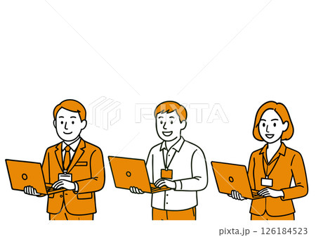ノートパソコンを操作するビジネスパーソンのチーム ノートパソコンを操作するビジネスパーソンのチーム 126184523