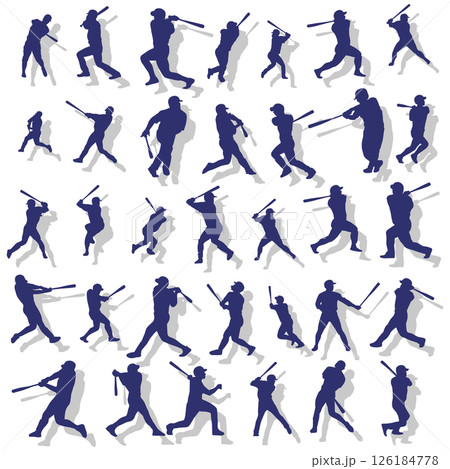 イラスト素材:スポーツシルエットセット野球 イラスト素材:スポーツシルエットセット野球 126184778
