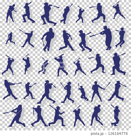 插畫素材：運動剪影集棒球 126184778
