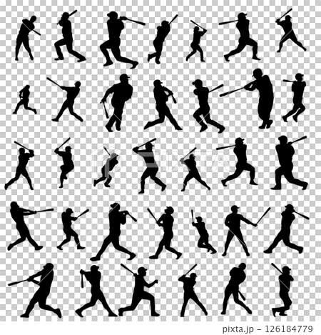插畫素材：運動剪影集棒球 126184779