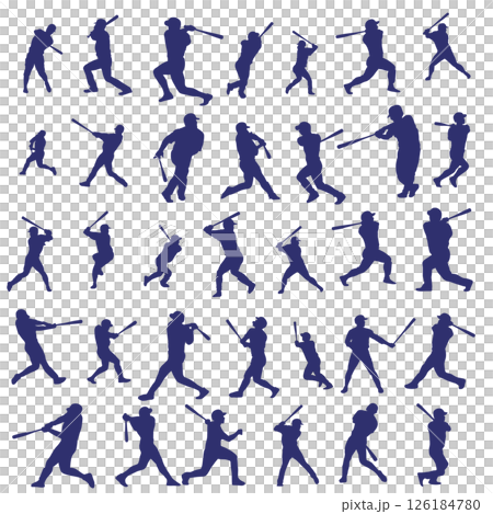 插畫素材：運動剪影集棒球 126184780