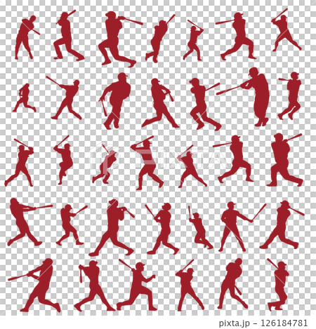 插畫素材：運動剪影集棒球 126184781