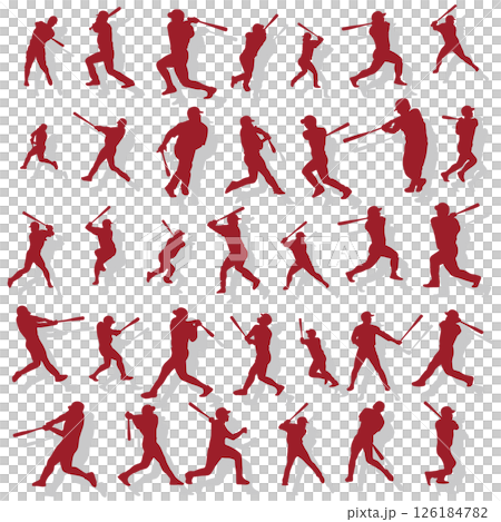插畫素材：運動剪影集棒球 126184782