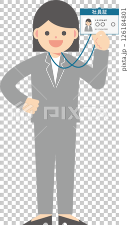 一位穿著西裝的女士出示了她的員工證 126184801