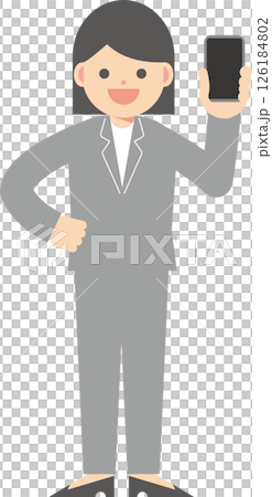 有一套衣服的一名婦女與智能手機 126184802