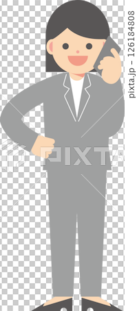 A woman in a suit making a phone call on her smartphone A woman in a suit making a phone call on her smartphone 126184808