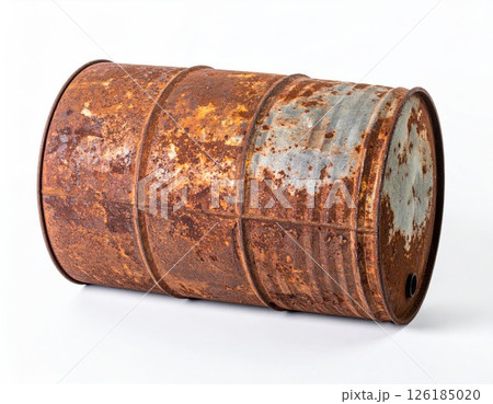 Rusted Iron Drum with Unique Texture 126185020
