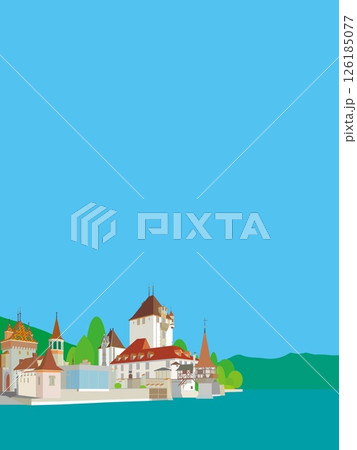 オーバーホーヘン城 schloss oberhofen トゥーン湖 thun スイス 春風景 オーバーホーヘン城 schloss oberhofen トゥーン湖 thun スイス 春風景 126185077