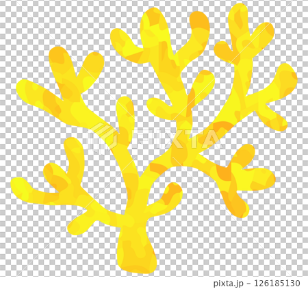 可愛的珊瑚插畫黃色向量素材 126185130