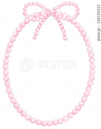 Playful Pink Pearl Frame Oval Shape with ribbon bow watercolor Playful Pink Pearl Frame Oval Shape with ribbon bow watercolor 126185222