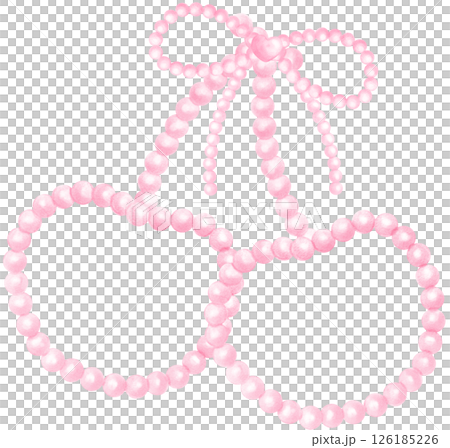 Pink Pearl Cherries with ribbon bow Watercolor Vintage y2k Stlye 126185226