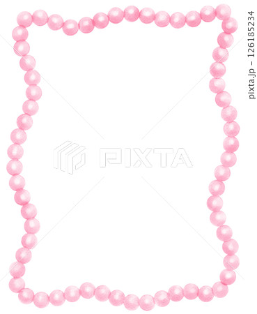 Retro Pink Pearl Frame Wavy Rectangle shape watercolor 126185234