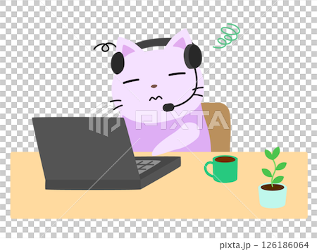 Cat tired from remote work No main line 126186064