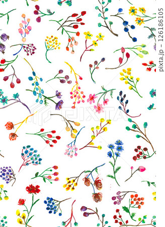 水彩手描きボタニカルシームレスパターン 126186105