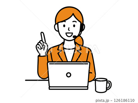 サポート中の女性オペレーターがオンラインで説明中 126186110