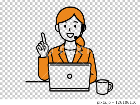 サポート中の女性オペレーターがオンラインで説明中 126186110