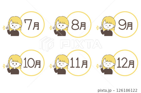 かわいいカレンダーロゴと女性のイラストセット 126186122