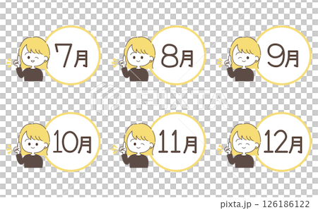 かわいいカレンダーロゴと女性のイラストセット 126186122