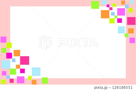 幾何学模様　フレーム　四角形　ホワイトスペース　ピンク 126186551