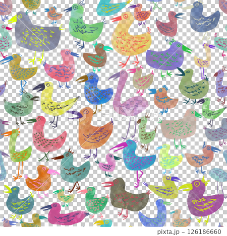カラフルな鳥のシームレスパターン 126186660