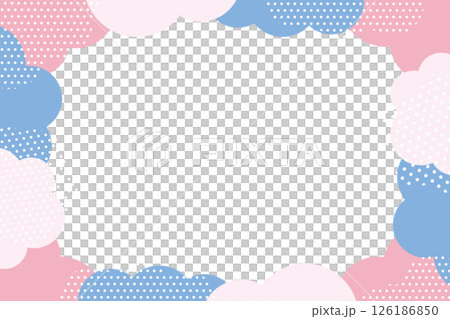 モコモコ雲のフレームイラスト ピンクとブルー 126186850