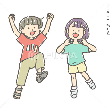 ジャンプする元気な子どもたちのイラスト 126186860