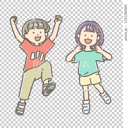 精力充沛的孩子們跳躍的插圖 126186860