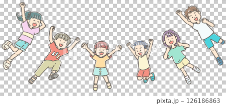 精力充沛的孩子們跳躍的插圖 126186863