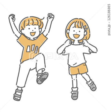 ジャンプする元気な子どもたちのイラスト 126186865