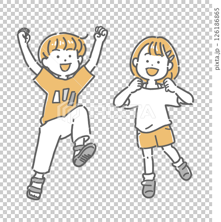 ジャンプする元気な子どもたちのイラスト 126186865