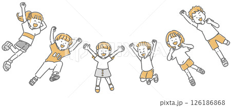ジャンプする元気な子どもたちのイラスト 126186868