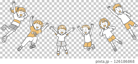 精力充沛的孩子們跳躍的插圖 126186868